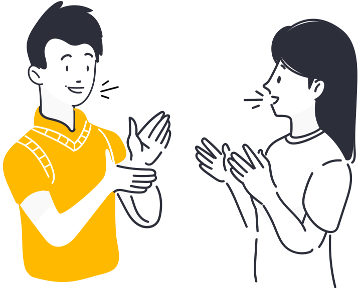 Two people speaking in Japanese
