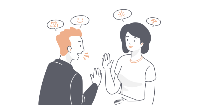 two students speaking in Japanese
